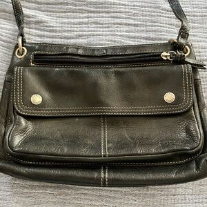 FOSSIL Black pebbles Leather crossbody purse